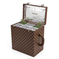 Étui de transport pour 6 bouteilles de vin de qualité supérieure, boîte d'emballage pour vin en cuir à texture classique à carreaux/crocodile, idéale pour offrir en cadeau