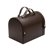 Sac à main en cuir PU imprimé avec logo personnalisé, boîte de rangement cadeau portable verrouillable en gros, boîte à bagages de style rétro
