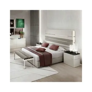 Estante High End Cabeceira Grande Cama de Casal Moldura Camas De Couro Italiano Novo Design Quarto Mobiliário Luxo Moderno Cama King Size