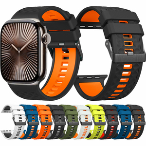 Bracelet sport en silicone bicolore pour <span class=keywords><strong>Apple</strong></span> <span class=keywords><strong>Watch</strong></span> Series 10 46mm pour IWatch 9 8 7 6 5 42mm 44mm 45mm Bracelet de remplacement souple - Product Image 2