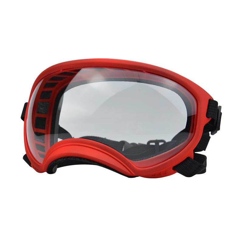 Red-framed transparent lens