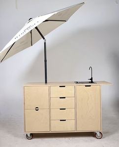 Chariot mobile d'extérieur en bois pour la vente de café, snacks et produits promotionnels sur le marché commercial - Product Image 4