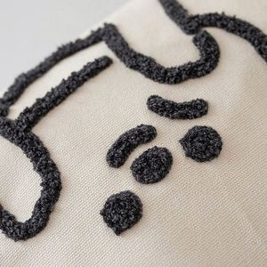 Bolsa de Mano de Algodón Bordada con Osito Adorable, Bolsa de Compras Reutilizable de Gran Capacidad, Bolsa de Hombro de Lona para Estudiantes - Product Image 5