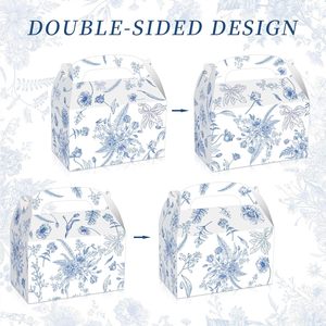 12 paquets de boîtes à bonbons vintage en <span class=keywords><strong>porcelaine</strong></span> bleue et blanche, boîtes en carton blanc avec poignées <span class=keywords><strong>pour</strong></span> la décoration de fête - Product Image 3
