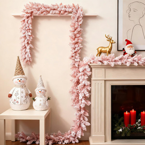 Guirlande de Noël en cèdre artificielle rose, décoration suspendue <span class=keywords><strong>pour</strong></span> escalier, cheminée, <span class=keywords><strong>porte</strong></span>, vente chaude - Product Image 2