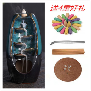 Brûleur d'encens en céramique transfrontalier, style alpin, avec effet de reflet d'eau, modèle gauche et droit, personnalisable - Product Image 2