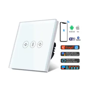 TAWOIA Tuya WiFi Smart Curtain Touch Switch 1 Way Neutral Line Wire White Color Tempered Glass Touch Light Switch