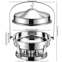 Plat de service rond de luxe en acier inoxydable argenté 20L pour buffet traiteur – Chauffe-plats très demandés