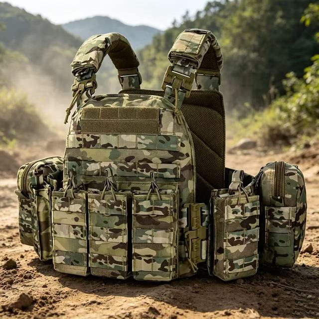 Molle System Tactical Outdoor Vest Quick Release Adjustable Tactical Plate Carrier Camouflage Tactical Training Gear