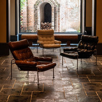 Canapé incurvé de style français en cuir véritable, design moderne haut de gamme, fauteuil inclinable confortable pour hôtel et salon, idéal pour se détendre
