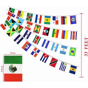Drapeaux Américains Personnalisés Acceptés, Guirlande Décorative <span class=keywords><strong>Latino</strong></span> de 33 Pays, 10 Mètres, 5x8 Pouces, en Polyester Imperméable - Product Image 2