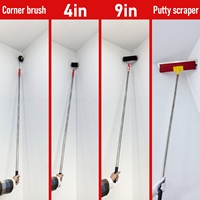 Kit de 14 pièces en acier inoxydable pour raclage et peinture, comprenant 8 racloirs de différentes tailles, 4 rouleaux à mastic et une perche d'extension, pour murs, coins et cloisons sèches