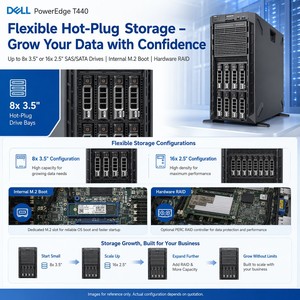 เซิร์ฟเวอร์เวิร์กสเตชัน Dell PowerEdge T440 Xeon Gold 5118 Silver Tower รุ่นขายดี พร้อมซีพียูคู่ Xeon Scalable ระดับองค์กร - Product Image 2