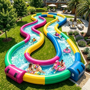 Maßgefertigter Aufblasbarer Gebogener Lazy River Drift <span class=keywords><strong>Pool</strong></span> Wasserkanal-Vergnügungsspielplatz für den Garten - Product Image 3