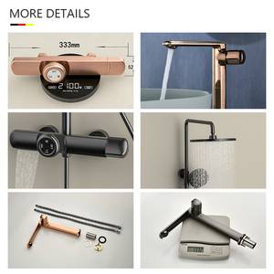 Juego de Grifería de Ducha de Lujo, Latón Dorado Rosa, Accesorios de Baño, Montado en la Pared, Grifo Mezclador de Agua Fría y Caliente de Lujo - Product Image 2