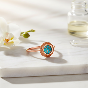 Citrine and Ruby Zircon Stone <b>CZ</b> Double Round Design Cluster <b>Ring</b> Fine Jewellery Handcrafted 925 Sterling Silver Jewelry - Product Image 3