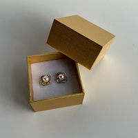 Boîte à bijoux en papier rigide ROGOOD Champagne Gold de haute qualité 50x50x30mm, écologique, avec logo personnalisé, pour bague, boucles d'oreilles, emballage cadeau