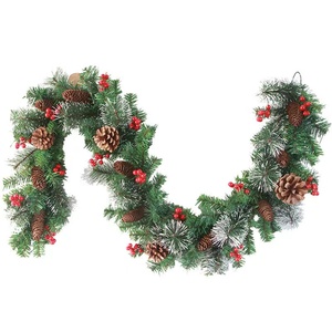 Guirnalda de Navidad de lujo de 1,8/2,7 m, plantas de PVC impresas UV para decoración de puerta de pasillo y chimenea - Product Image 1