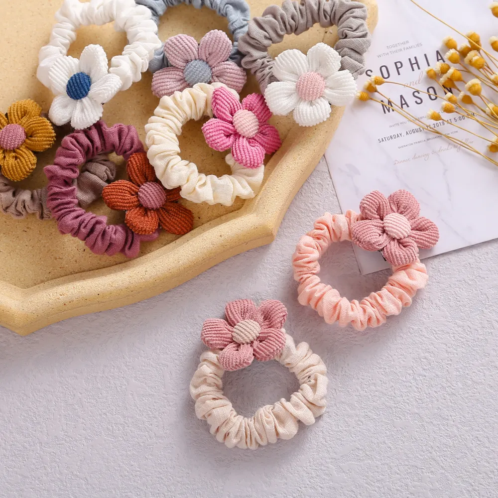 Ins Hair Accessories Children's Hair Ring Japanese And Korean Simple Fabric Flower Head Rope Baby Soft Large Intestine Hair Ring