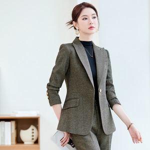 Women's Wool <b>Blazer</b> Suit <b>Set</b> Polyester Fabric Anti-Wrinkle Commute Style - Product Image 3