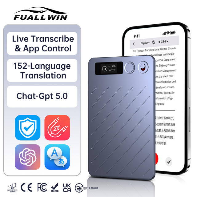 35H Thin Light Discussion ChatGPT-5 152 Languages MINI Transcribe Smart Magnet Dictaphone AI Voice Recorder Voice