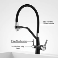 Robinet de cuisine 3 voies en laiton galvanisé avec poignée double et caoutchouc, pour eau potable, personnalisable avec images et vidéo