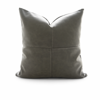 Housse de coussin YUNXIF de luxe en cuir végétalien gris, moderne, à quatre panneaux, avec broderie en point de croix, pour canapé et salon