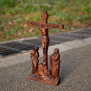 Statue de la Scène de la Crucifixion de Jésus, Décoration du Calvaire en Bois Sculpté à la Main, 14 Stations du Chemin de Croix, Sculpture Chrétienne Religieuse - Product Image 4