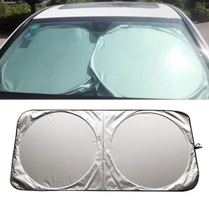Hot Sale Durable Silver Polyester Two Round Uv Rays Sun Heat Protection Fold Design Car Front <b>Window</b> Sunshade - Product Image 3