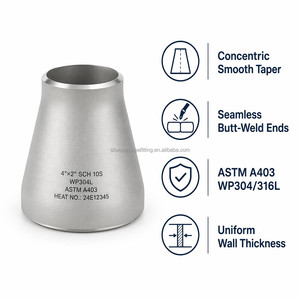 Reductor Concéntrico de Precisión CNC SS316L, Soldadura a Tope, Anticloruro, Marino, Offshore, ASME B16.9, ASTM A403, WP316L, <span class=keywords><strong>EN</strong></span> <span class=keywords><strong>10204</strong></span> 3.1 - Product Image 2