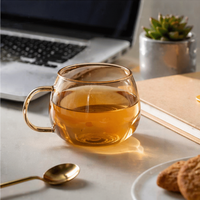Mug en verre ambré de 14 oz avec poignée, en borosilicate de haute qualité, design moderne, sans BPA, compatible lave-vaisselle et micro-ondes, logo personnalisable, cadeau