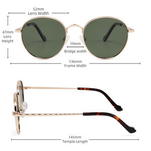 Gafas <span class=keywords><strong>De</strong></span> <span class=keywords><strong>Sol</strong></span> redondas Vintage para mujeres y hombres UV400 Gafas <span class=keywords><strong>De</strong></span> <span class=keywords><strong>Sol</strong></span> con diseño Vogue espejo <span class=keywords><strong>lentes</strong></span> polarizadas marco dorado rosa Material Tac - Product Image 5