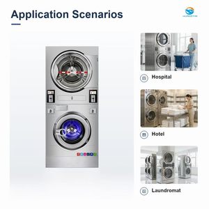 Lavasciuga a carica frontale da 12 kg per impieghi gravosi con touchscreen, risparmio idrico, pagamento senza contanti, ideale per dormitori e fabbriche - Product Image 3