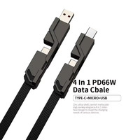 Câble Usb 4 en 1 Câble de données à chargement rapide 3A Alliage de zinc Usb C à C PD 65W Câble de chargeur super rapide