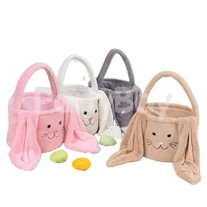 Оптовая продажа, дешевые Пасхальные декоративные корзины, Подарочная качественная сумка для конфет, сумка для пасхальных рук, милый плюшевый кролик, Пасхальный кролик, ведро