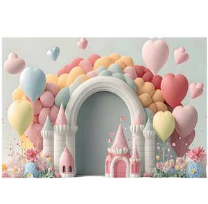 Sfondo Floreale con Palloncini ad Arco, Decorazione Murale con Palloncini a <span class=keywords><strong>Cuore</strong></span> in Colori Pastello per Feste di Compleanno e Baby Shower - Product Image 1