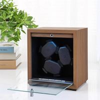 Boîte à remontoir de montre en bois, plusieurs positions, LED bleue, couvercle en verre transparent pour montre automatique, étui cadeau haut de gamme pour homme d'affaires
