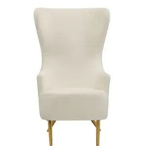 Wholesale Modern Luxury Stainless Steel Legs Upholstered Wingback Chair Velvet Armchair High Back Chairs For Living Room