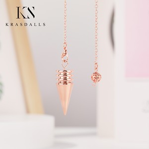 Commercio all'ingrosso oro antico argento cono di metallo Reiki Dowsing amuleto rame pendolo energia Pendulo divinatorio gioielli. - Product Image 6