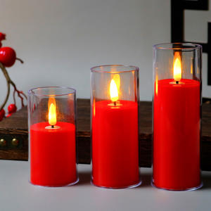 Светодиодные электронные свечи в акриловых стаканах с плоским горлышком, три размера, светодиодные свечи для дома, вечеринок, свадебных украшений - Product Image 5