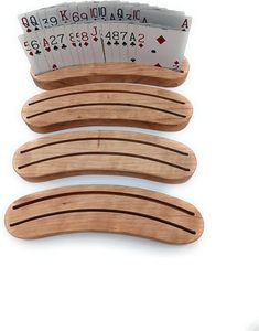 Porte-cartes de jeu en bois de cerisier massif, ensemble de 4 pièces, fabriqués à la main, pour Bridge, Canasta, <span class=keywords><strong>Poker</strong></span> - Product Image 2