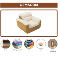 Canapé Modulaire Monoplace Luxe Moderne Inclinable Ultra-Douceur Sans Structure Rembourrage Éponge Compressée Effet Nuage Tissu Villa Hôtel