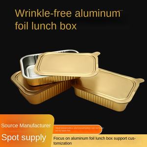 ถาดฟอยล์สี่เหลี่ยมสำหรับใส่อาหารแบบนำกลับบ้าน ขนาด 580 มล. 750 มล. 930 มล. สีทอง ผลิตตามสั่งจากโรงงาน พร้อมฝาปิด - Product Image 3