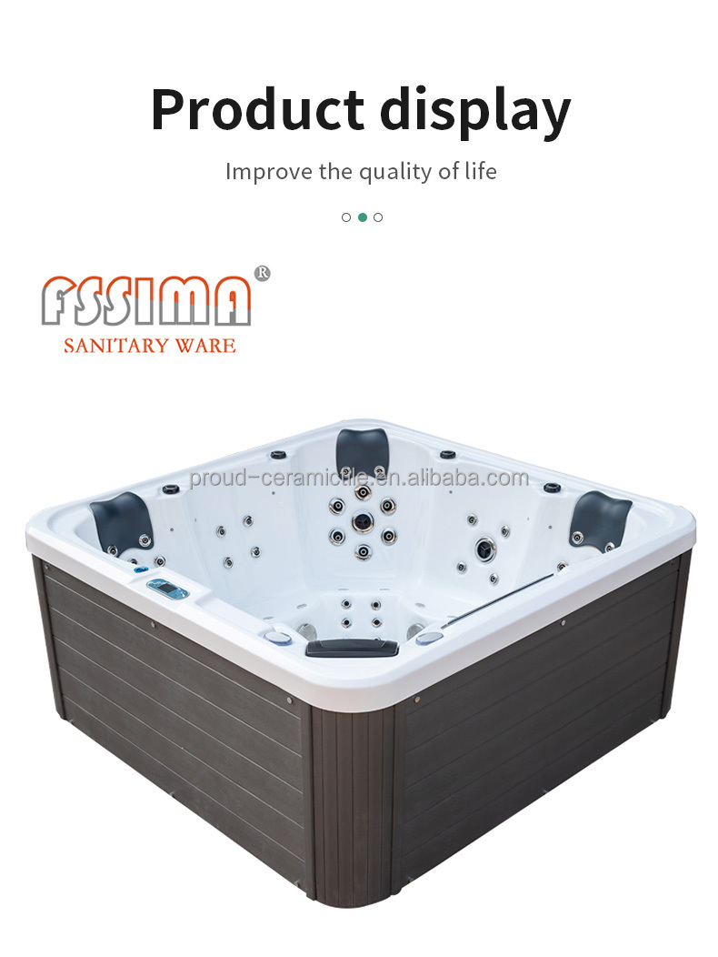 Hot Tub Massage Bathtub 5 Person Outdoor Fiberglass Garden Spa 201 SS Bracket