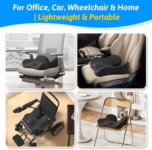 Cojines de espuma viscoelástica transpirables para silla de oficina y coche, almohadas lumbares tejidas para asientos, ideales para uso sedentario. - Product Image 5