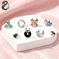 Customized Titanium Crystal Perforated Body Earrings Internal Thread Ear Bone Cartilage Piercing Flat Bottom Design Wedding Gift