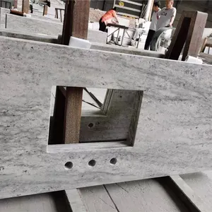 แคชเมียร์สีขาวหินแกรนิตธรรมชาติแผ่นหินแกรนิตสำหรับห้องครัวเคาน์เตอร์ห้องน้ำโต๊ะเครื่องแป้งอ่างด้านบน