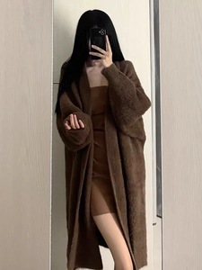Kardigan Maxi Duster Gaya Santai 2026, Jaket Wanita Polos Tanpa Kancing, Pakaian Luar Kasual Musim Gugur Musim Dingin, Kardigan Panjang Berbulu, <span class=keywords><strong>Sweater</strong></span> - Product Image 4