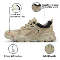 Zapatos de Seguridad Aislantes GUYISA para Hombre, 10KV, Puntera de Plástico Anti-aplastamiento, Anti-pinchazos, Transpirables, Suela Baja de EVA, Color Beige