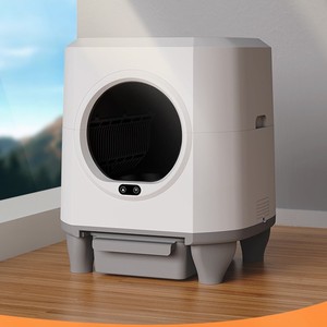 बड़े 80 एल स्मार्ट स्वचालित स्व-सफाई बिल्ली कूड़े बॉक्स पीपी सामग्री गोल शीर्ष रडार सेंसर बाएं घूर्णन टोफू मिट्टी - Product Image 1